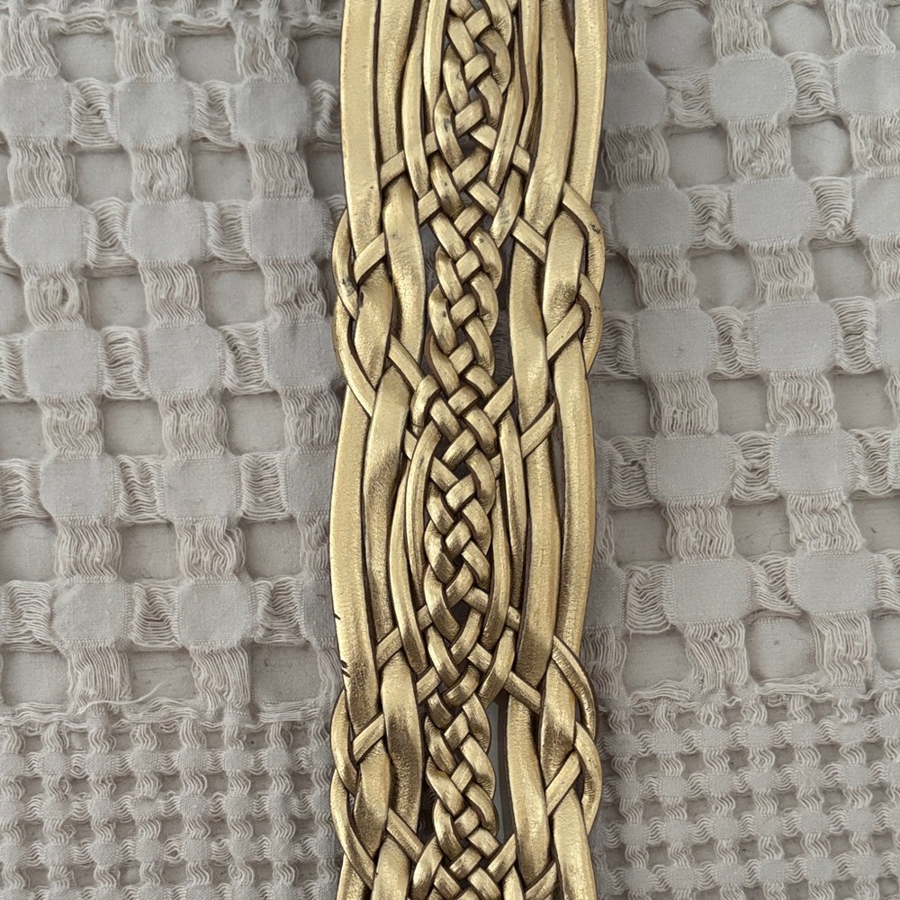 NWT Nine West Gold Tone Metallic Woven Belt with Decorative Buckle Size L/XL - Picture 7 of 16